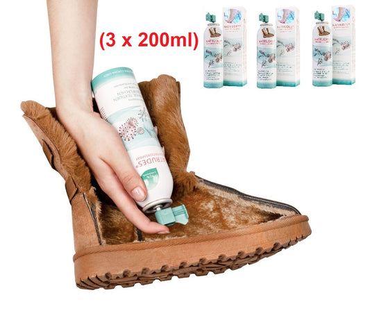 3x NATRUDES - Fuß & Schuh Desinfektionsmittel schützt vor Fusspilz, beugt Gerüchen vor - (600ml) Sprühflasche mit speziellem Sprühkopf